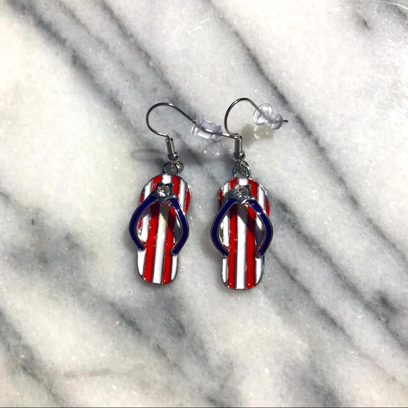 America flip flop earrings